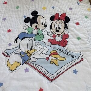 VTG Dundee Disney Mickey Minnie Pluto Stars Comforter Blanket Quilt 30"x40"